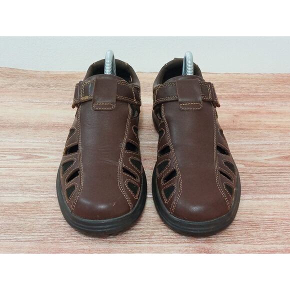 Men's Sandals Shoes Mexican Cklass Brown Leather Hook & Loop Size Size 9 - Picture 3 of 8
